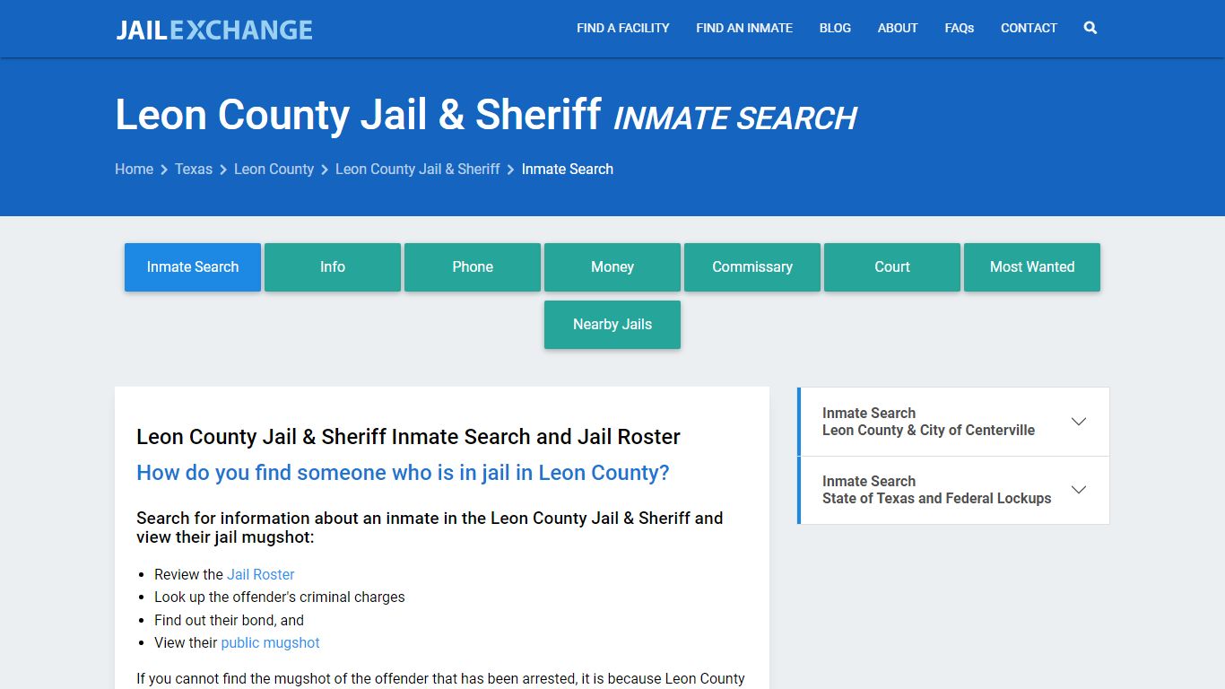 Inmate Search: Roster & Mugshots - Leon County Jail & Sheriff, TX